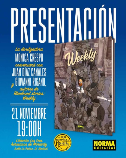 Presentación de 'BLACKSAD STORIES. WEEKLEY' con Juan Díaz Canales y Giovanni Rigano en Madrid